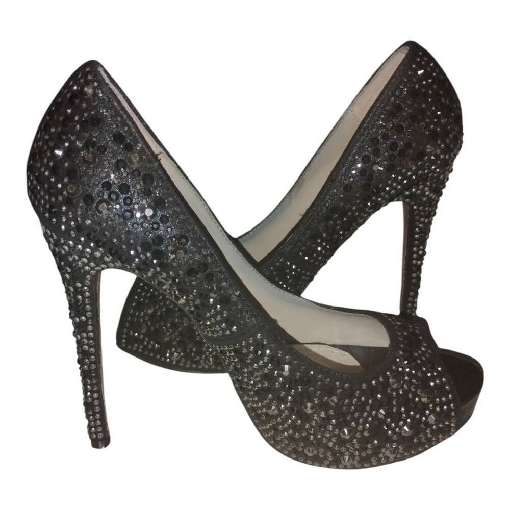 Boston Proper Black Beaded‎ Sparkly Stiletto Heels Size 9